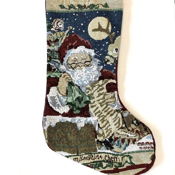 Other - Greenbrier International Tapestry Santa’s Sleigh Christmas Stocking